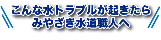 排水口・排水管の水漏れ、つまり、こんな水トラブルが起きたらみやざき水道職人へ